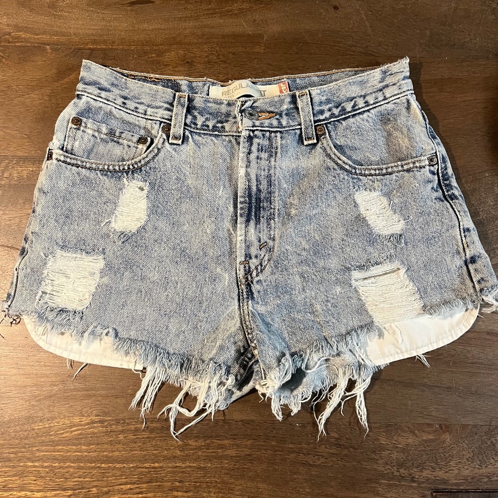 Vintage 1990s Levi’s 505 Trashed Cutoff Jean Shorts Size 30